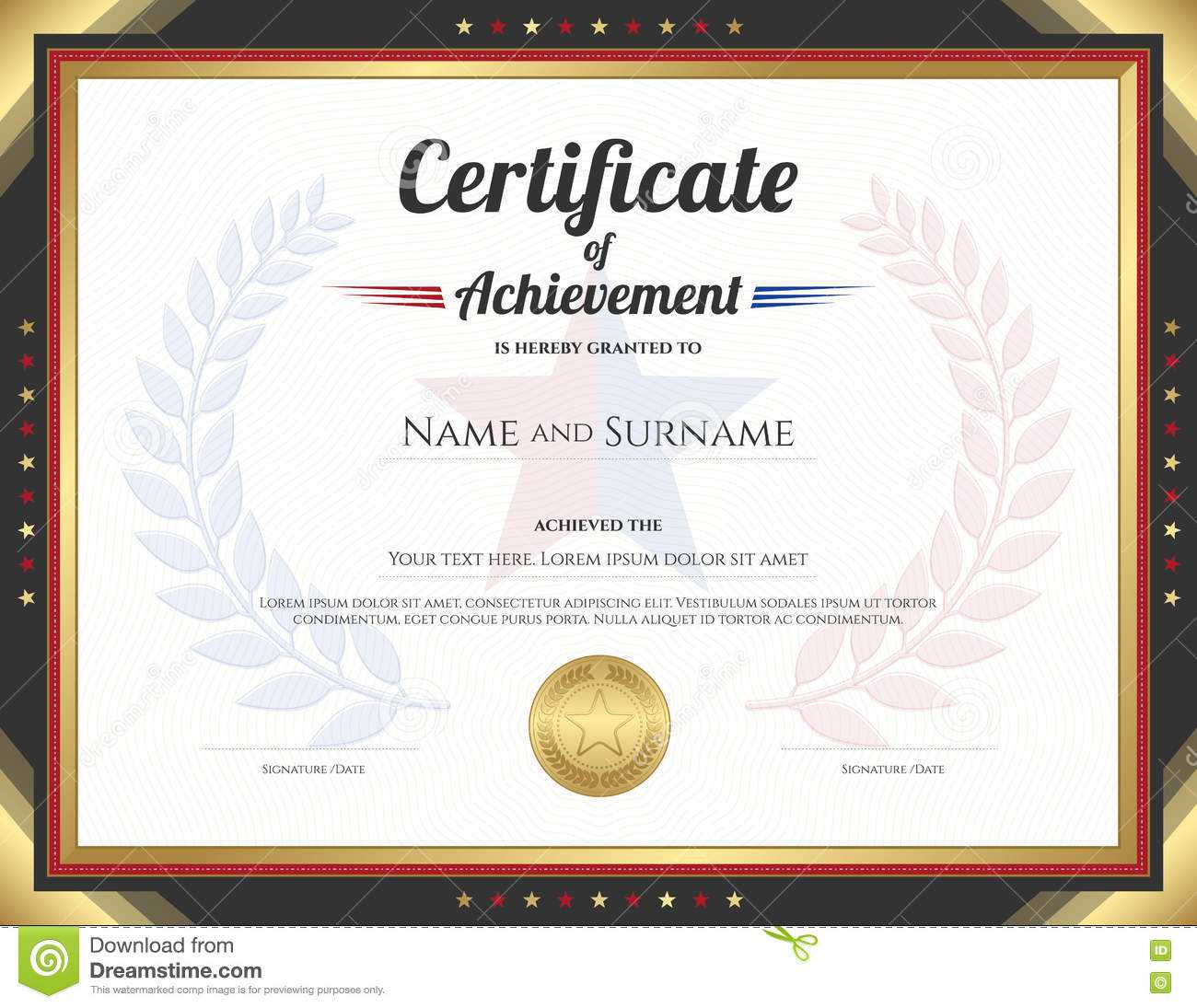 Certificate Of Achievement Template With Gold Border Theme With Regard To Certificate Of Accomplishment Template Free