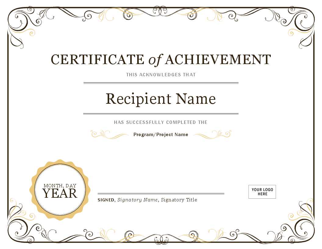 Certificate Of Achievement Within Small Certificate Template