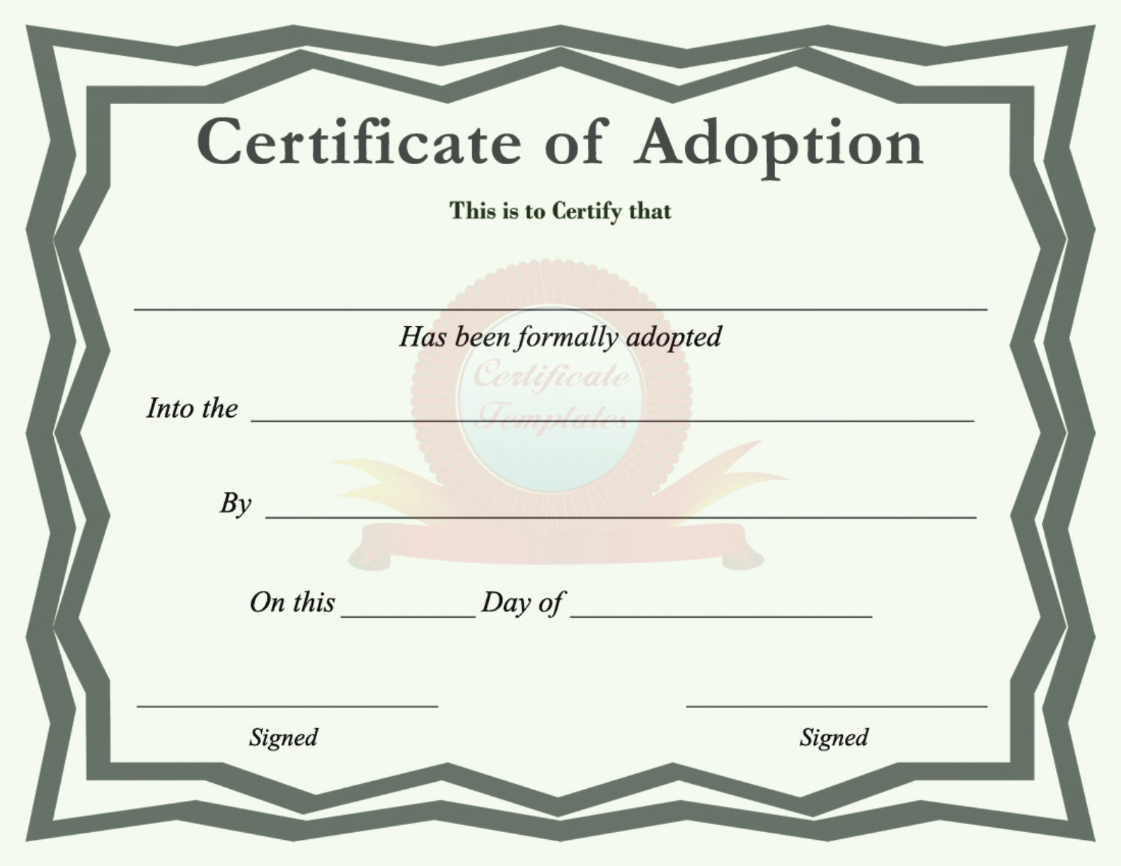 Certificate Of Adoption Template For Blank Adoption Certificate Template