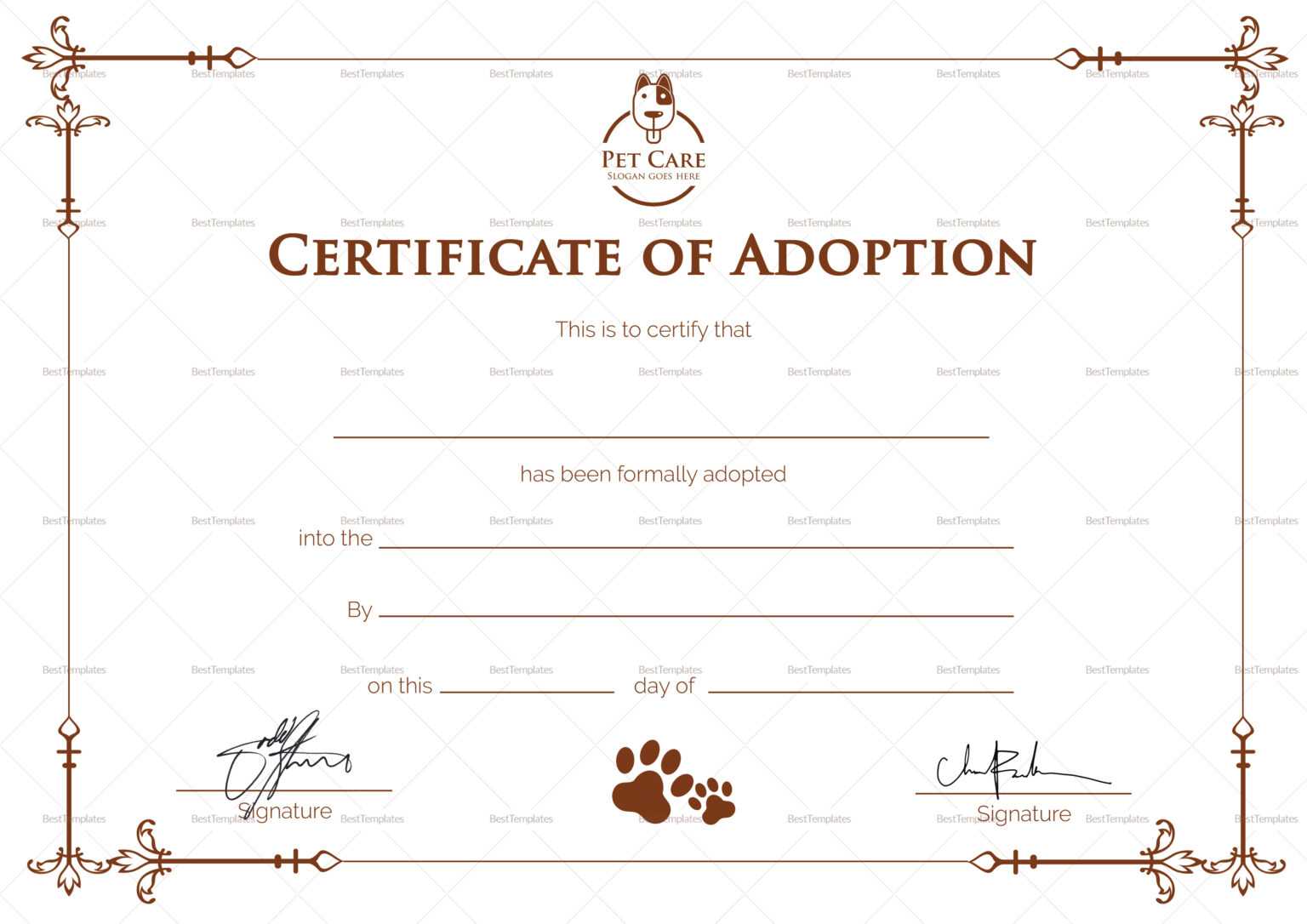 Certificate Of Adoption Template Inside Adoption Certificate Template ...