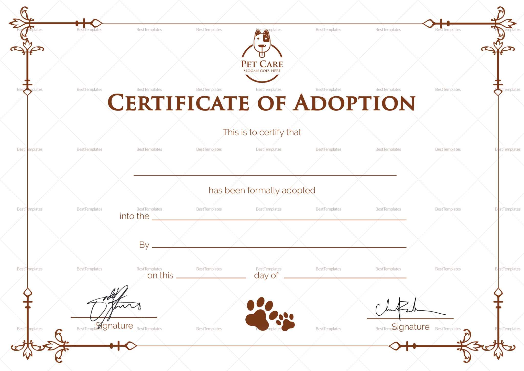Adoption Certificate Template Sample gelorailmu
