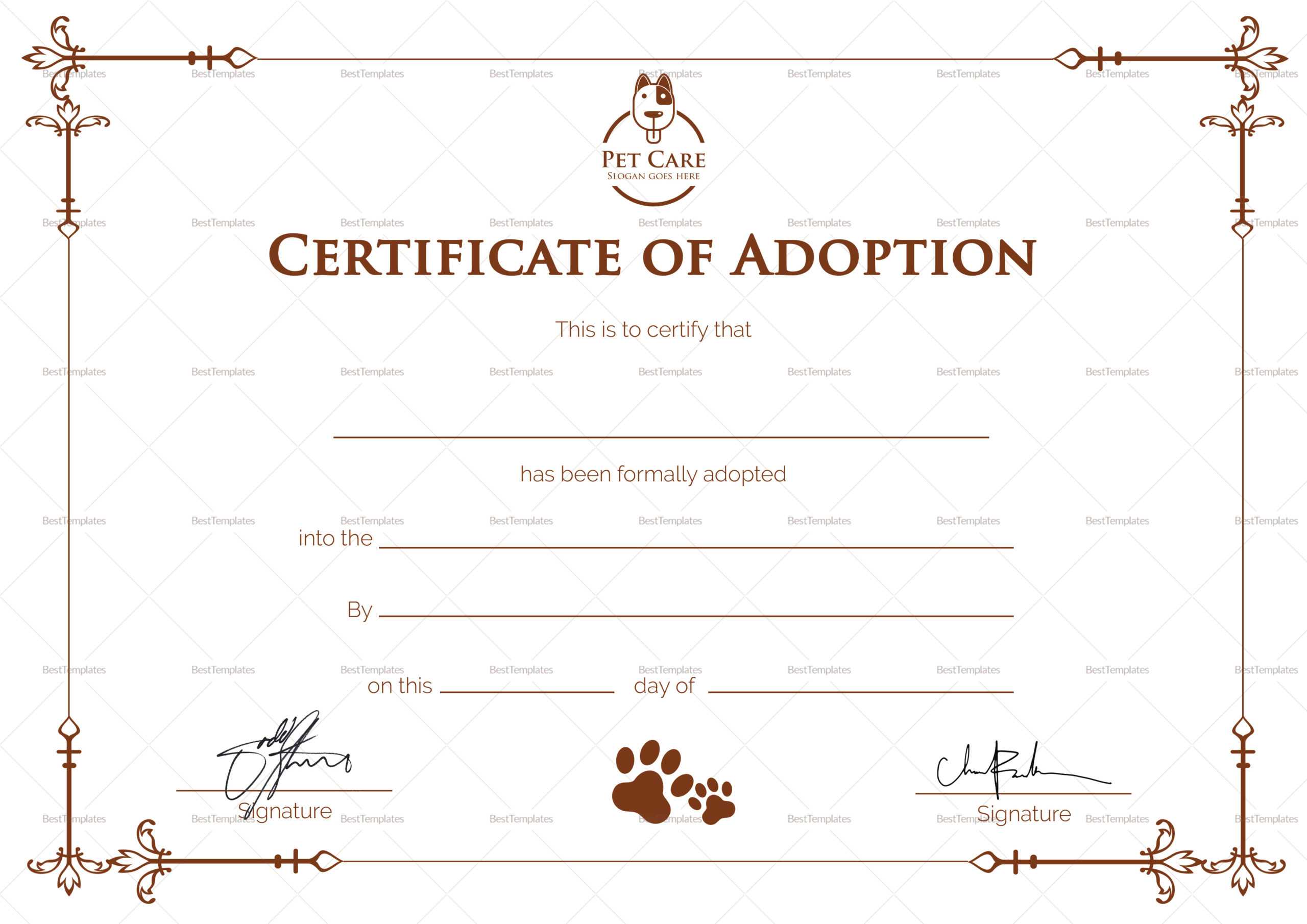 Certificate Of Adoption Template Inside Adoption Certificate Template