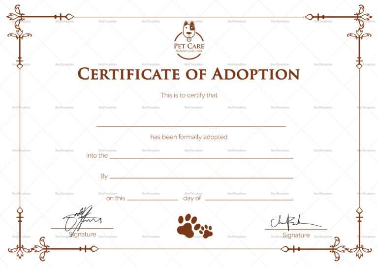 Certificate Of Adoption Template Intended For Pet Adoption Certificate ...