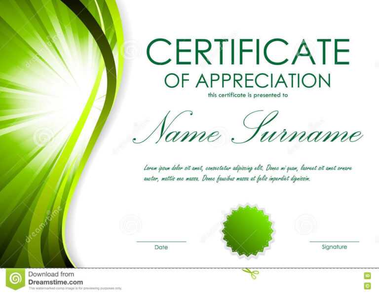 Certificate Of Appreciation Template Stock Vector throughout Free ...