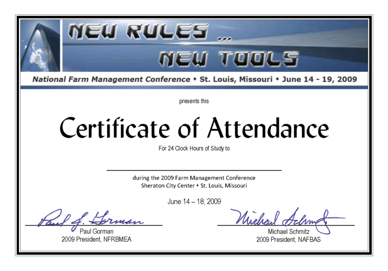 Certificate Of Attendance Conference Template