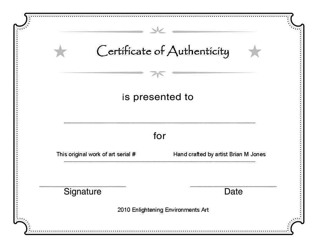 Certificate Of Authenticity Template Art Fine Free For For Certificate Of Authenticity Photography Template