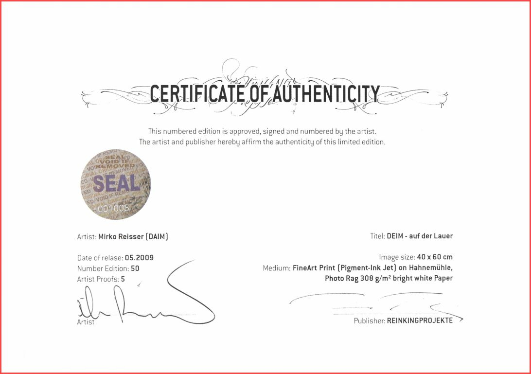 Certificate Of Authenticity Template For Photography Regarding Photography Certificate Of Authenticity Template