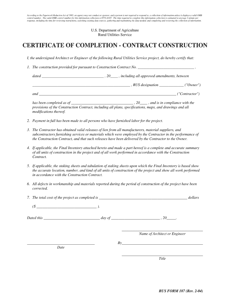 Certificate Of Completion Construction Pdf - Fill Online In Construction Certificate Of Completion Template