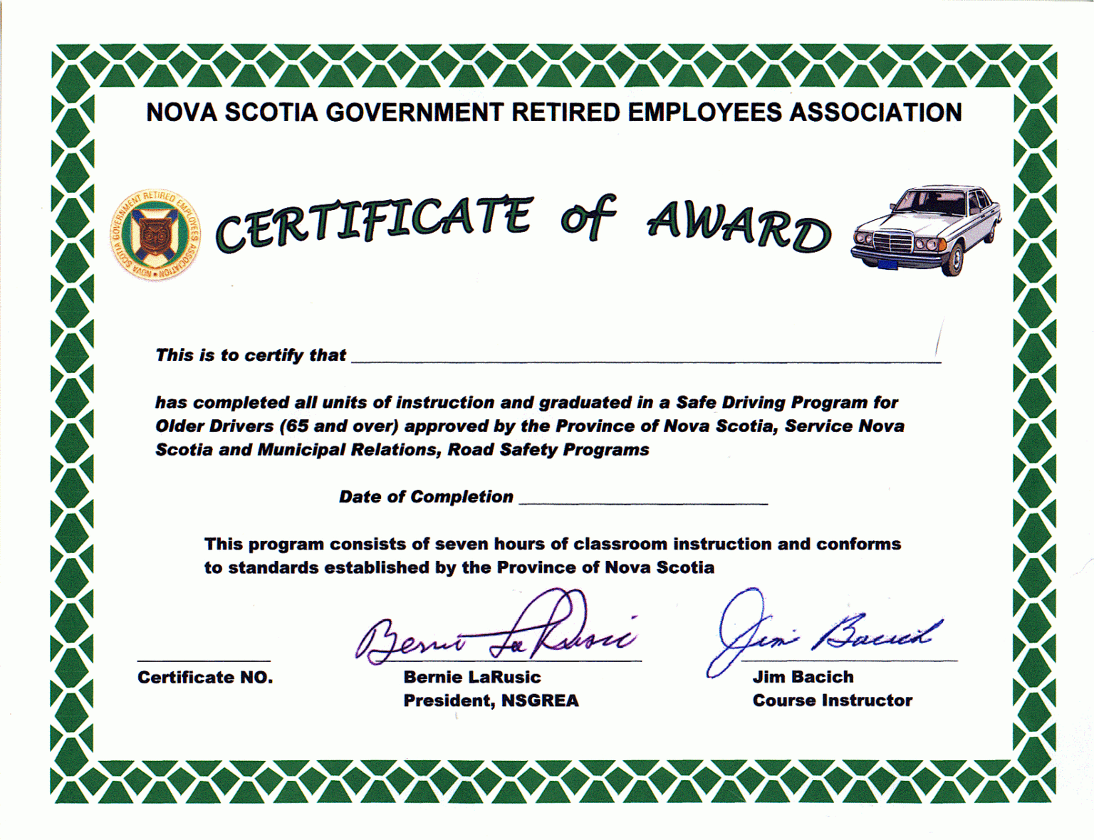 Safe Driving Certificate Template Sample gelorailmu