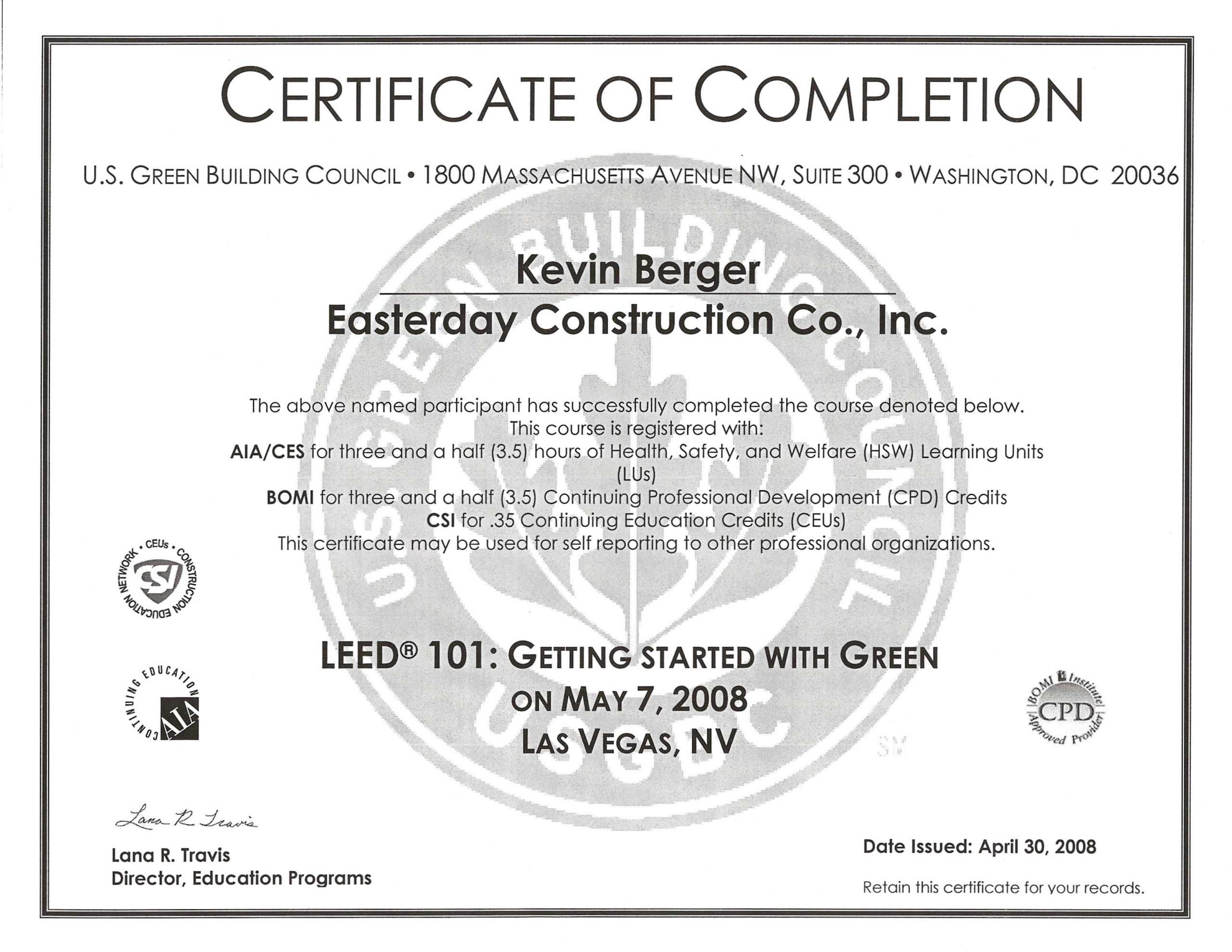 Roofing Certificate Of Completion Template