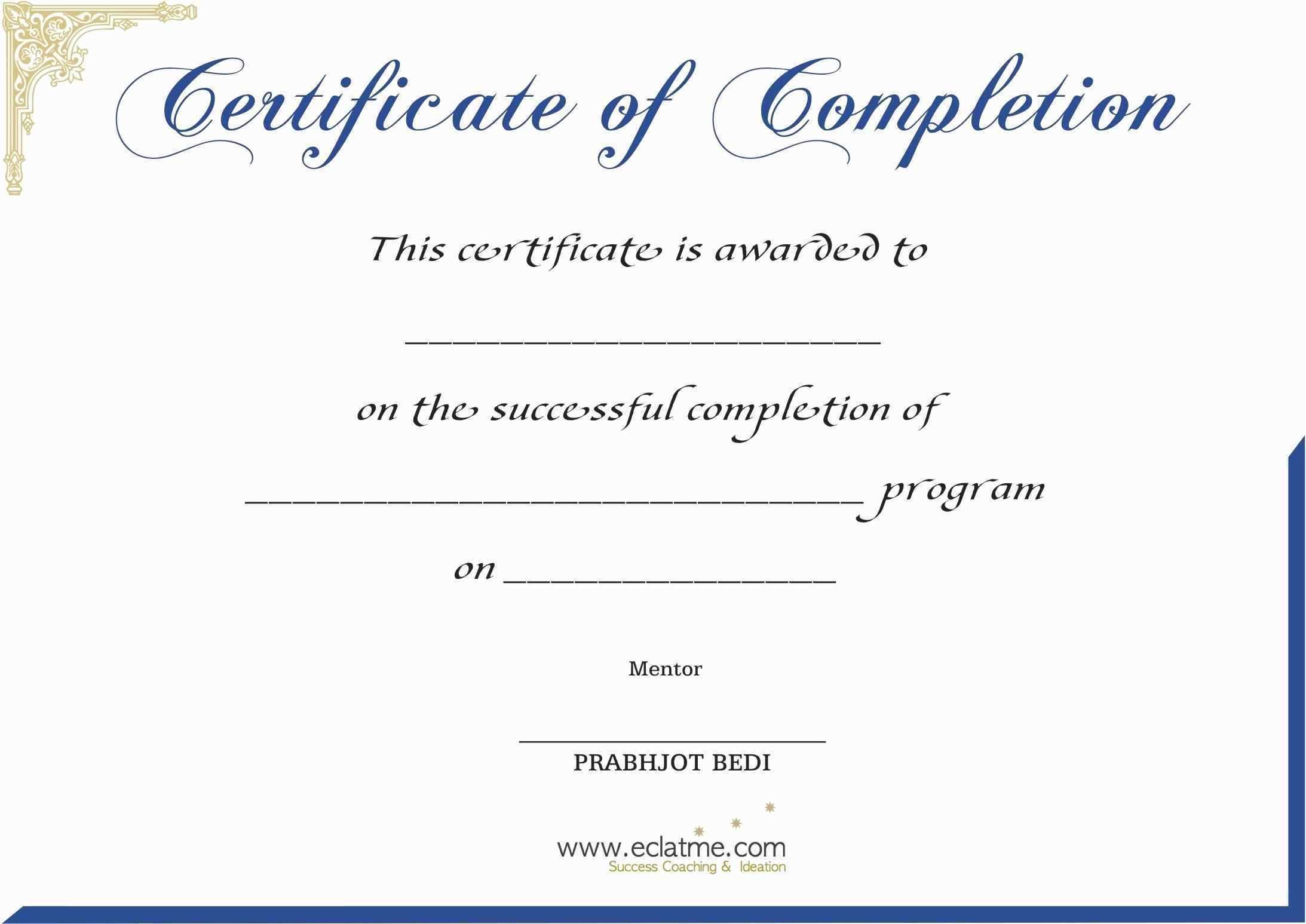 Certificate Of Completion Templates Free Printable Luxury In With Certificate Of Completion Template Free Printable
