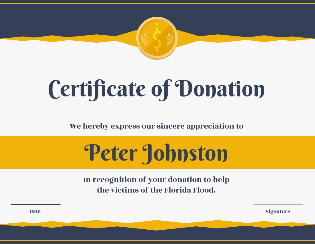 Certificate Of Donation Template With Donation Certificate Template