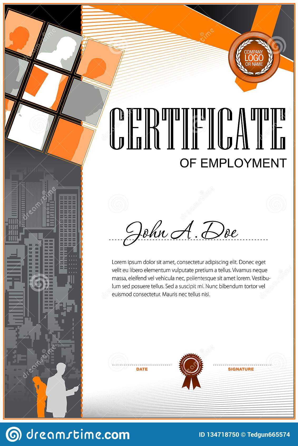 Certificate Of Employment Template. Stock Vector Regarding Certificate Of Employment Template