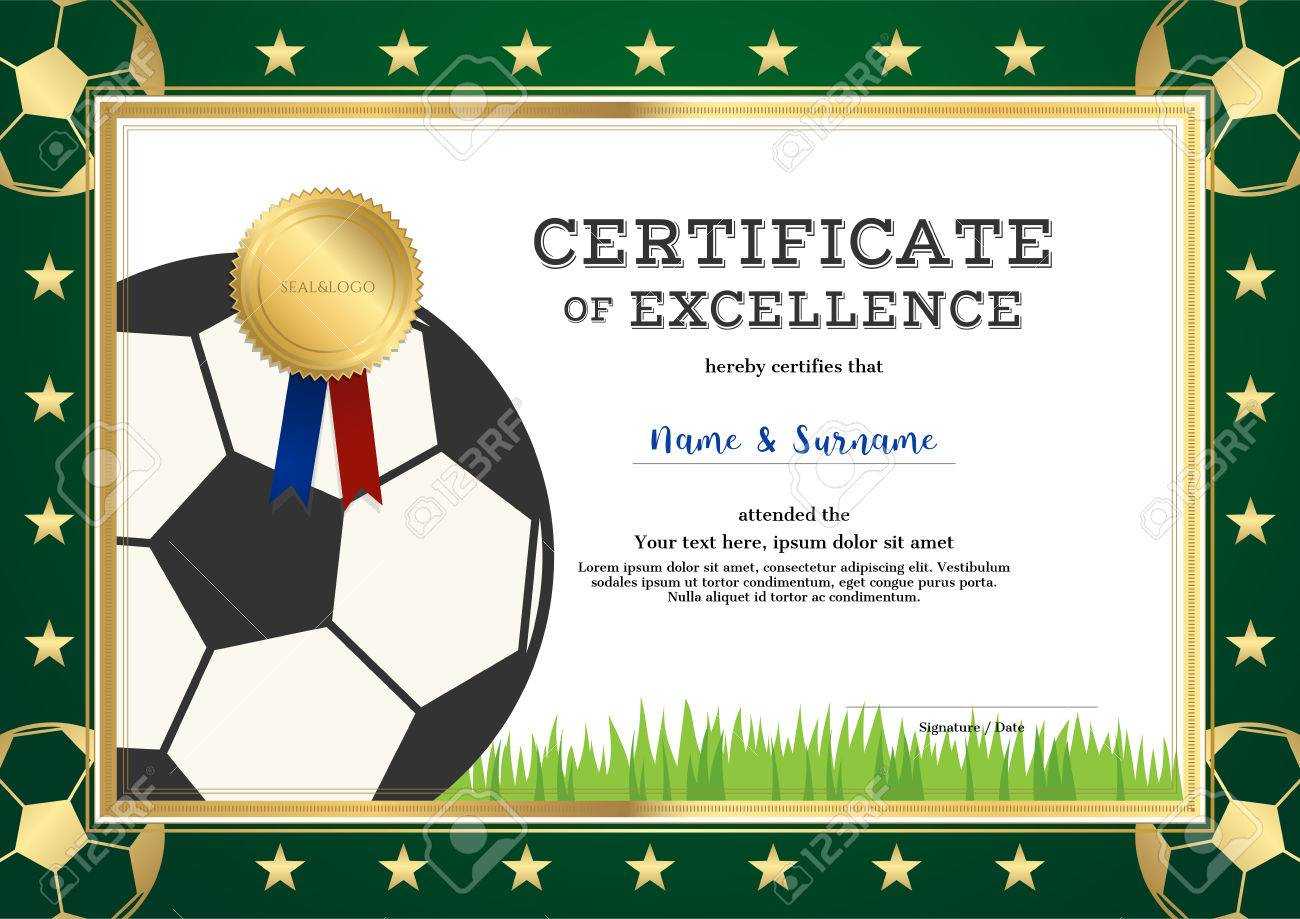 Certificate Of Excellence Template In Sport Theme For Football.. Intended For Football Certificate Template