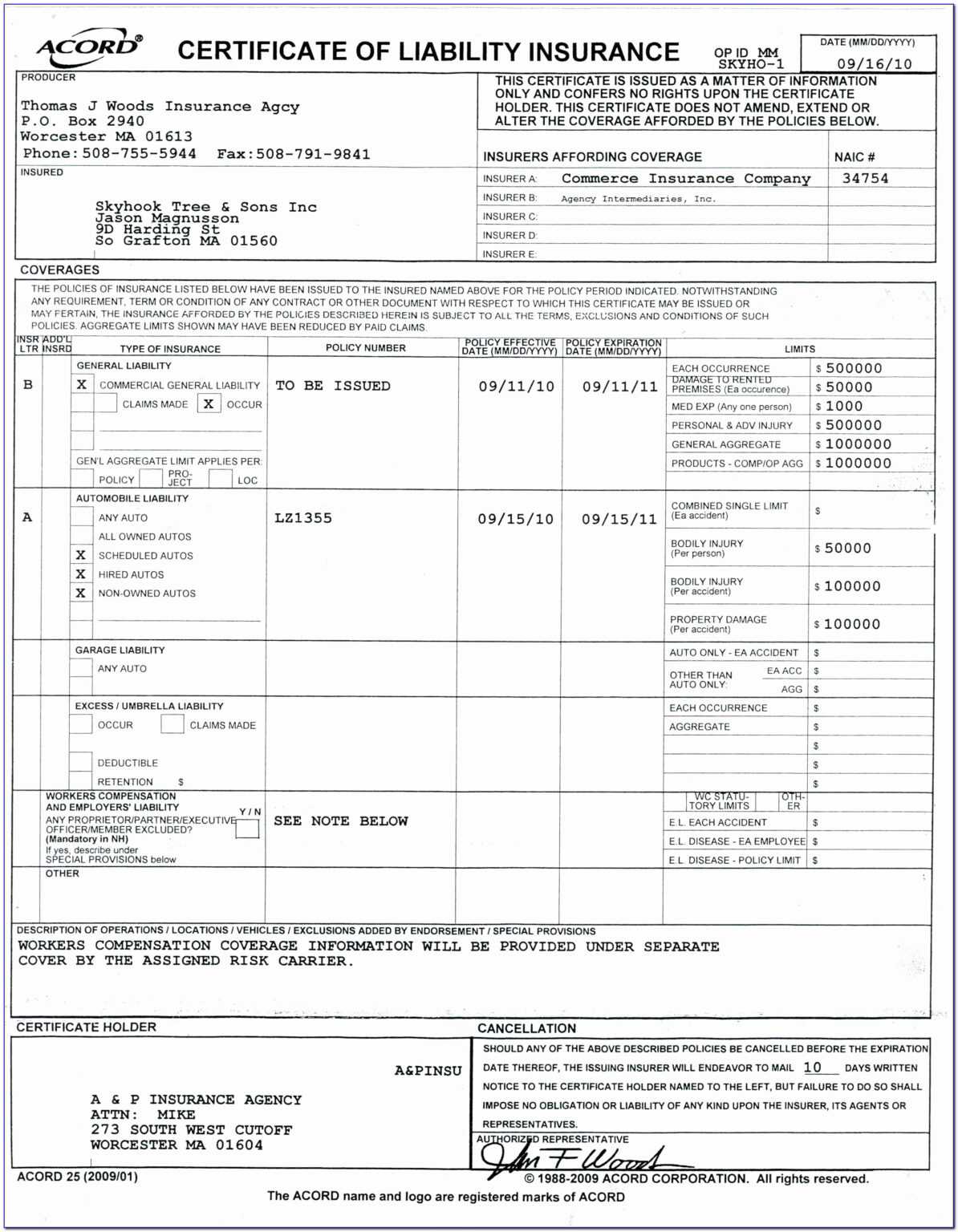 Certificate Of Liability Insurance Form Fillable Pertaining To