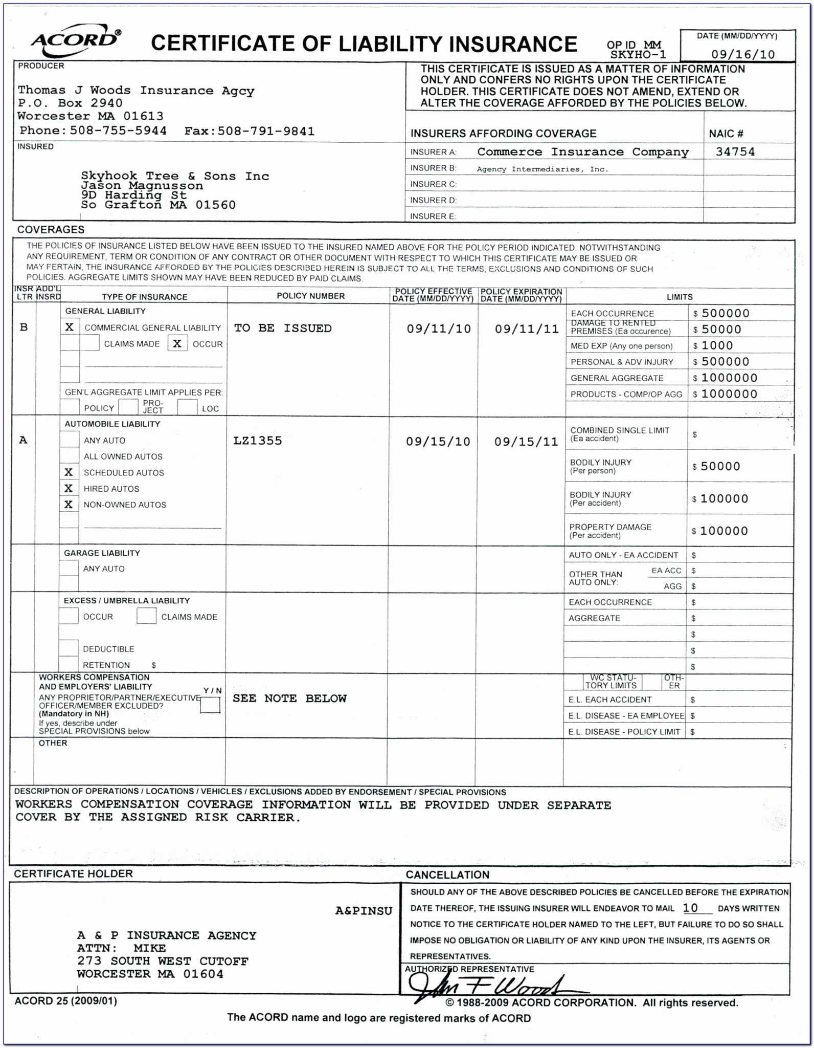 Certificate Of Liability Insurance Form Fillable Pertaining To