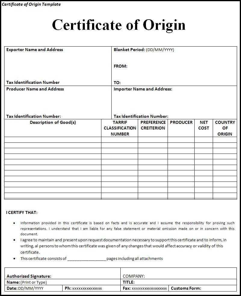 Certificate Of Origin | Trade Samaritan Regarding Certificate Of Manufacture Template