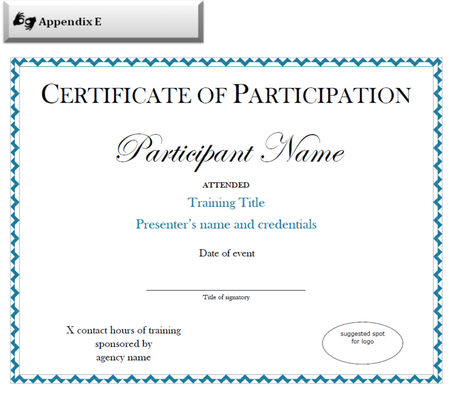 Certificate Of Participation Template Pdf