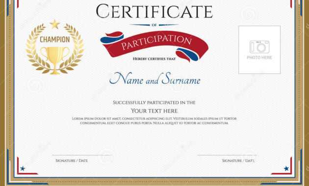 Certificate Of Participation Template In Sport Theme Stock in Participation Certificate Templates Free Download