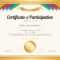 Certificate Of Participation Template With Gold Border And Colorful.. With Regard To Participation Certificate Templates Free Download