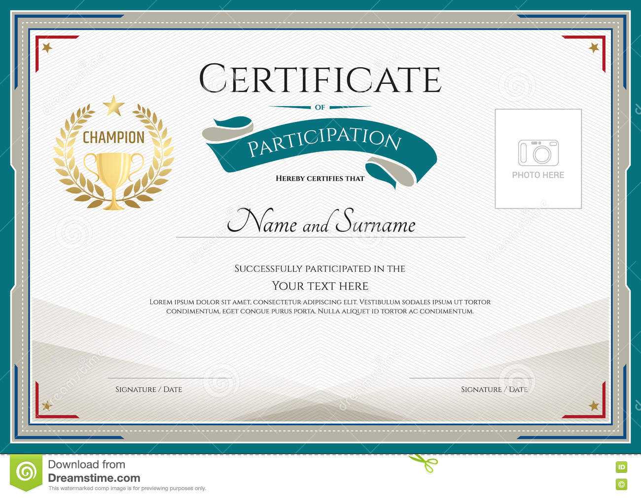 Certificate Of Participation Template With Green Broder Within Certificate Of Participation Template Word