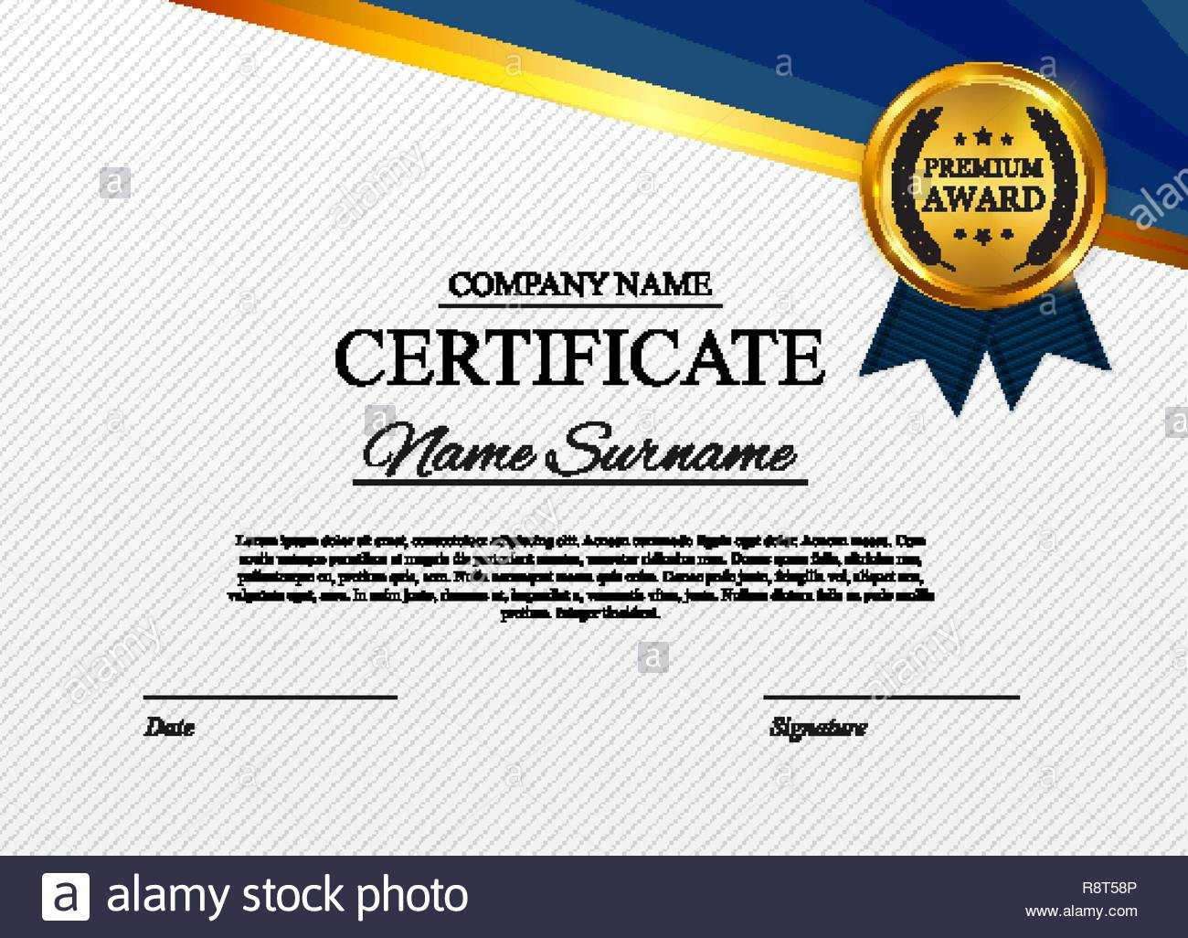 Certificate Template Background. Award Diploma Design Blank With Winner Certificate Template