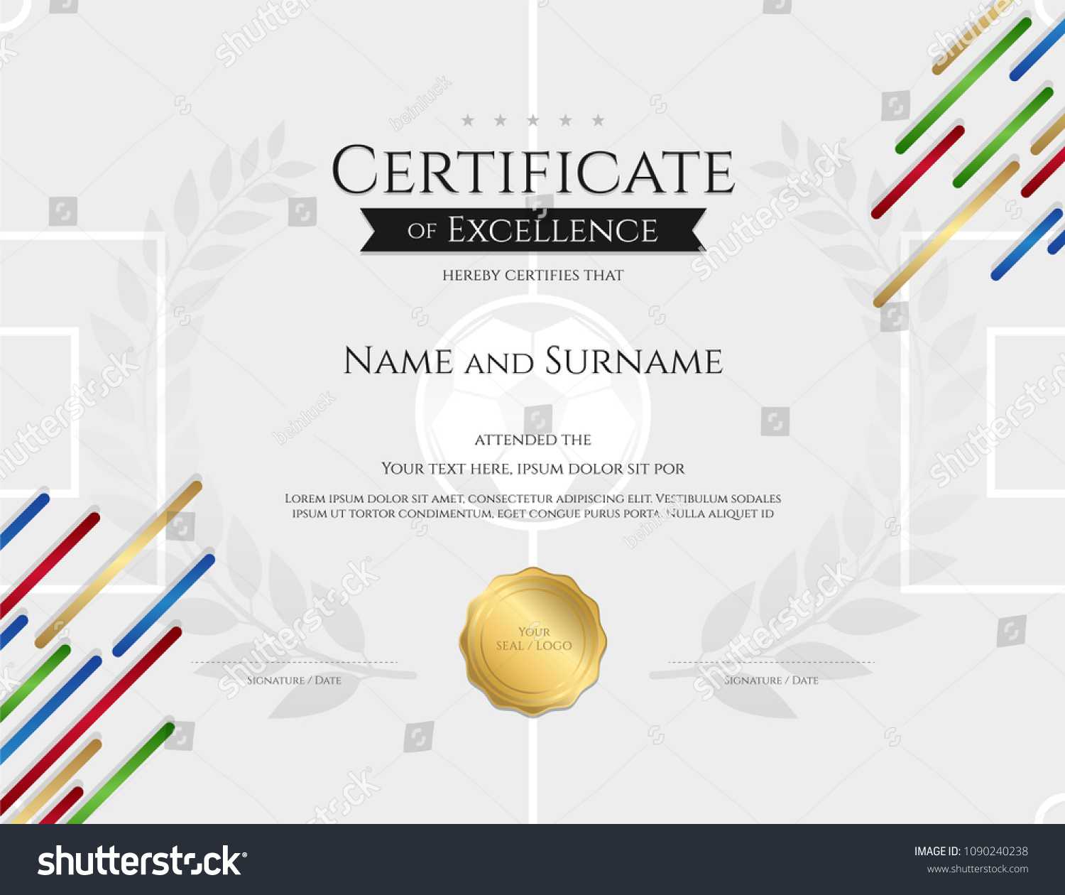 Certificate Template Football Sport Theme Sport Stock Vector In Football Certificate Template
