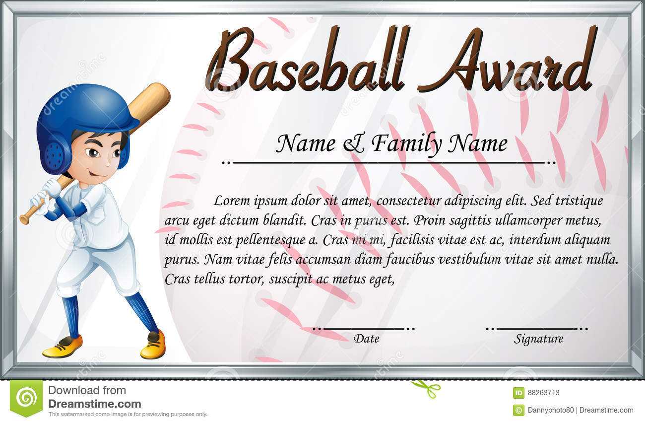 Certificate Template For Baseball Award With Baseball Player Inside Softball Certificate Templates Free