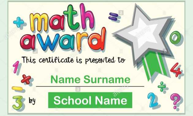Certificate Template For Math Award Illustration Stock inside Math Certificate Template