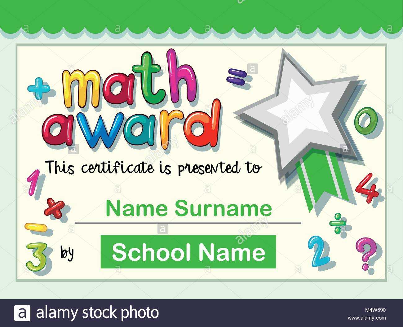 Certificate Template For Math Award Illustration Stock Inside Math Certificate Template