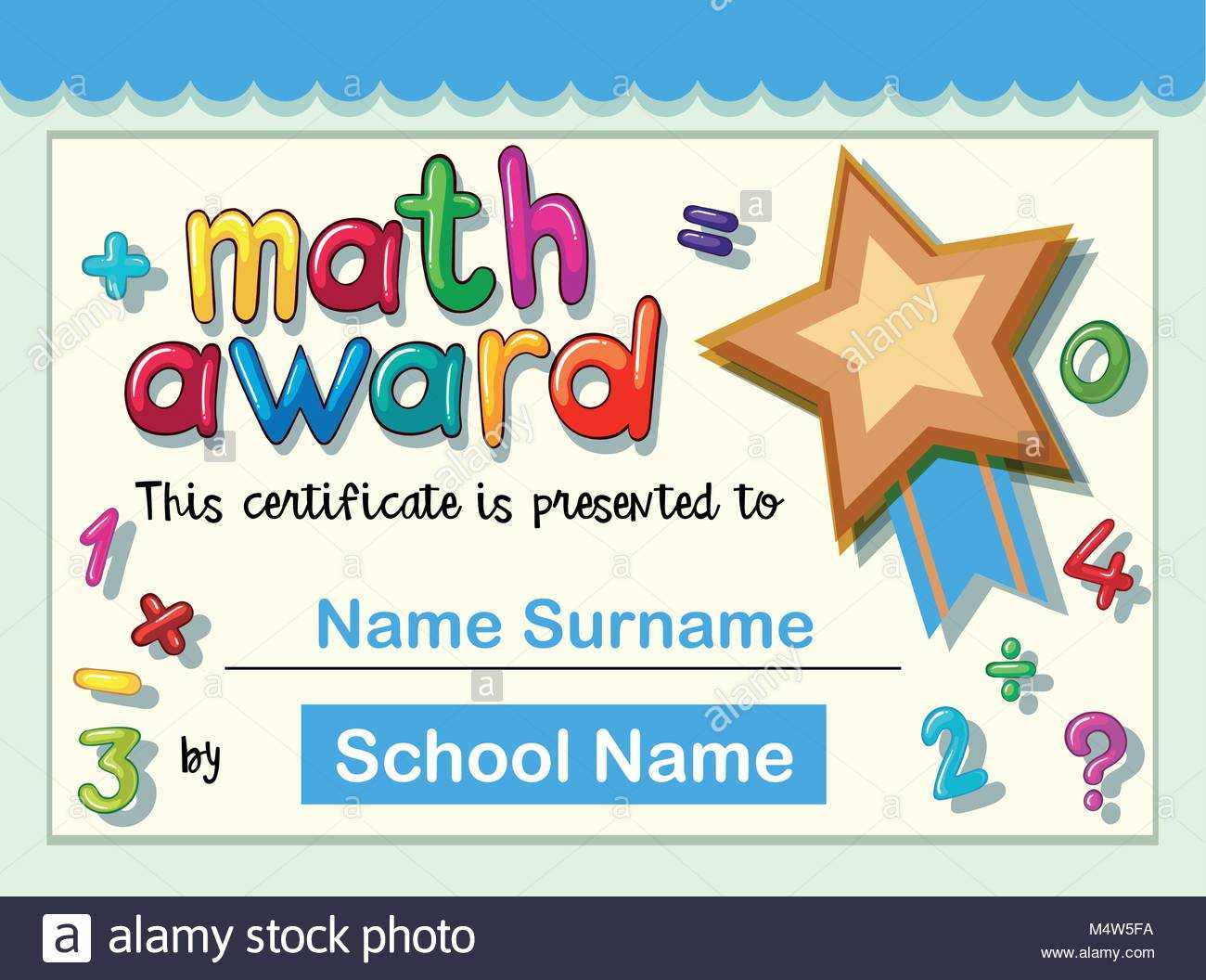 Certificate Template For Math Award With Golden Star With Star Award Certificate Template