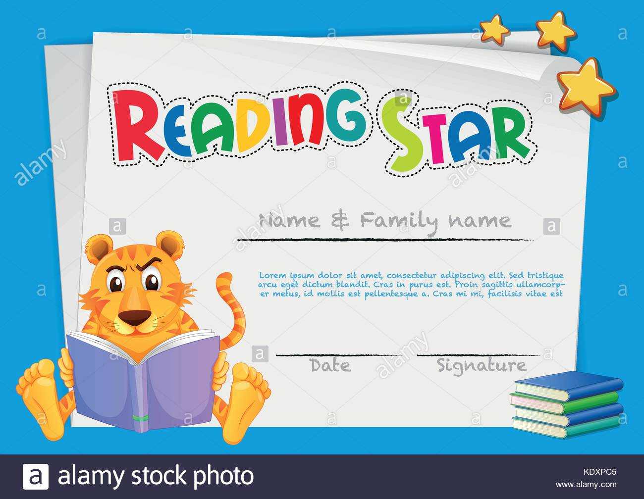 Certificate Template For Reading Award Illustration Stock With Star Award Certificate Template