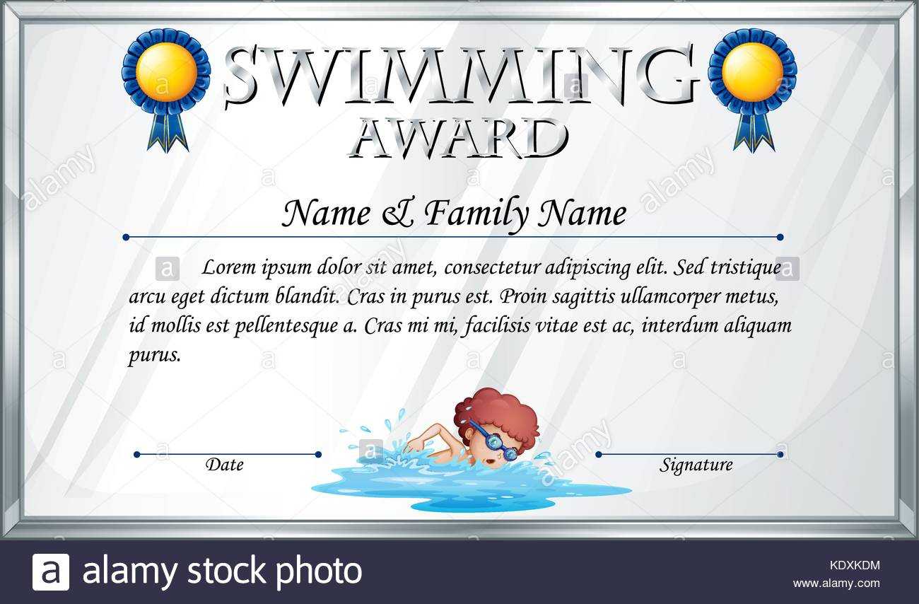 Certificate Template For Swimming Award Illustration Stock With Swimming Award Certificate Template
