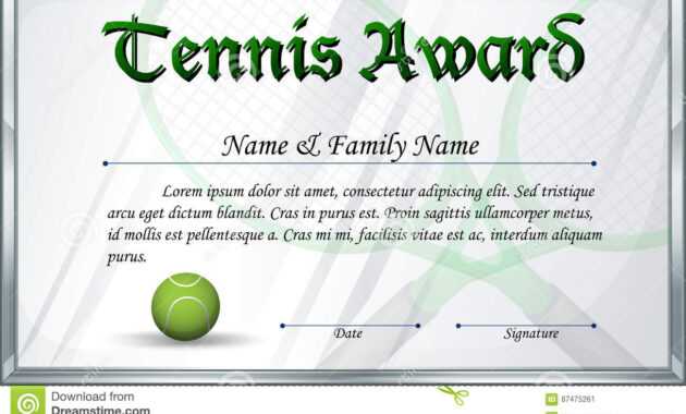 Certificate Template For Tennis Award Stock Vector with regard to Tennis Certificate Template Free