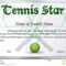 Certificate Template For Tennis Star Stock Vector Inside Tennis Certificate Template Free