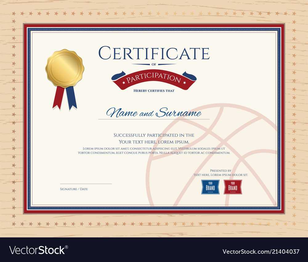 Certificate Template In Basketball Sport Theme Vector Image For Basketball Camp Certificate Template