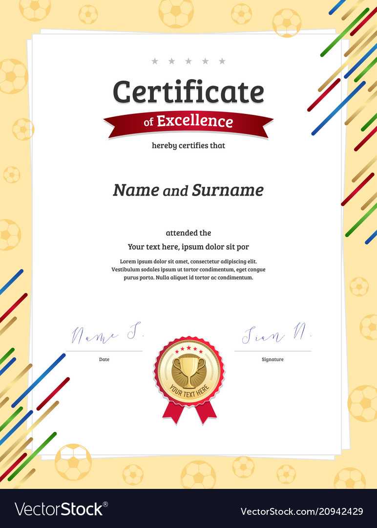 Certificate Template In Football Sport Theme With Inside Football Certificate Template