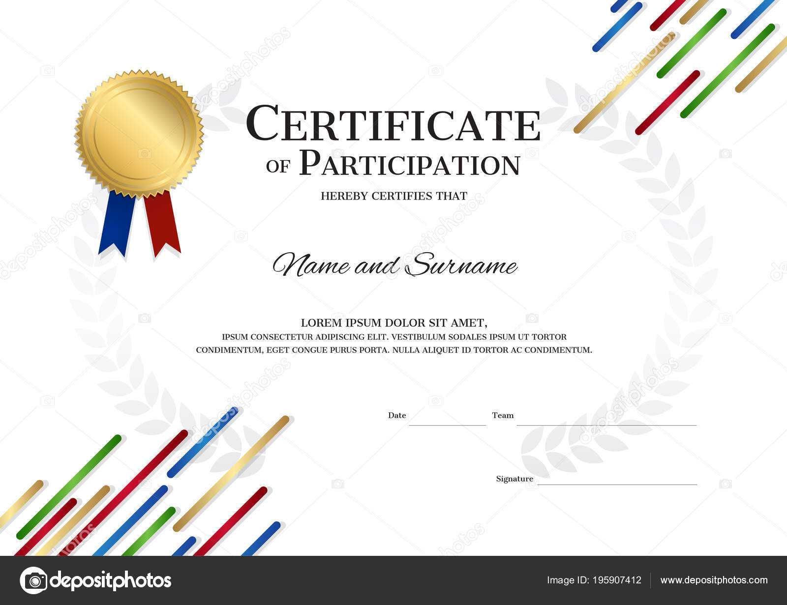 Certificate Template Sport Theme Sport Color Stripe With Basketball Camp Certificate Template