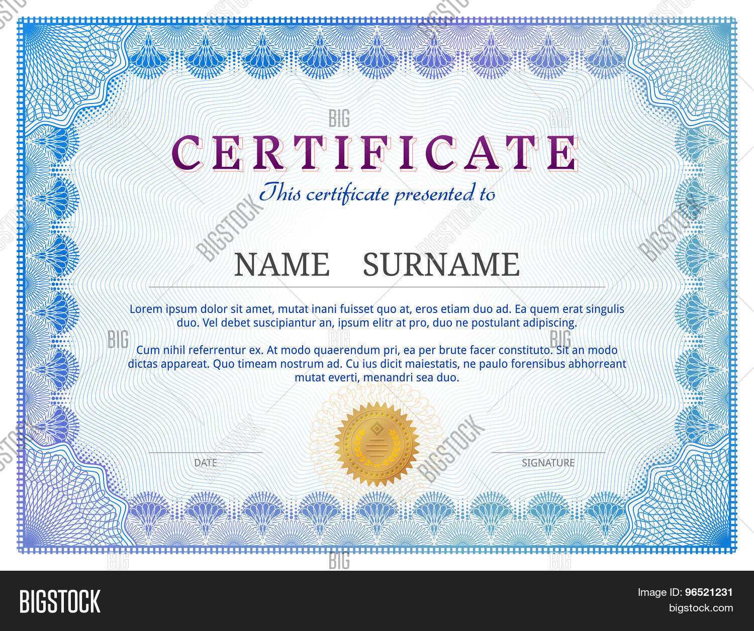 Certificate Template Vector & Photo (Free Trial) | Bigstock In Validation Certificate Template