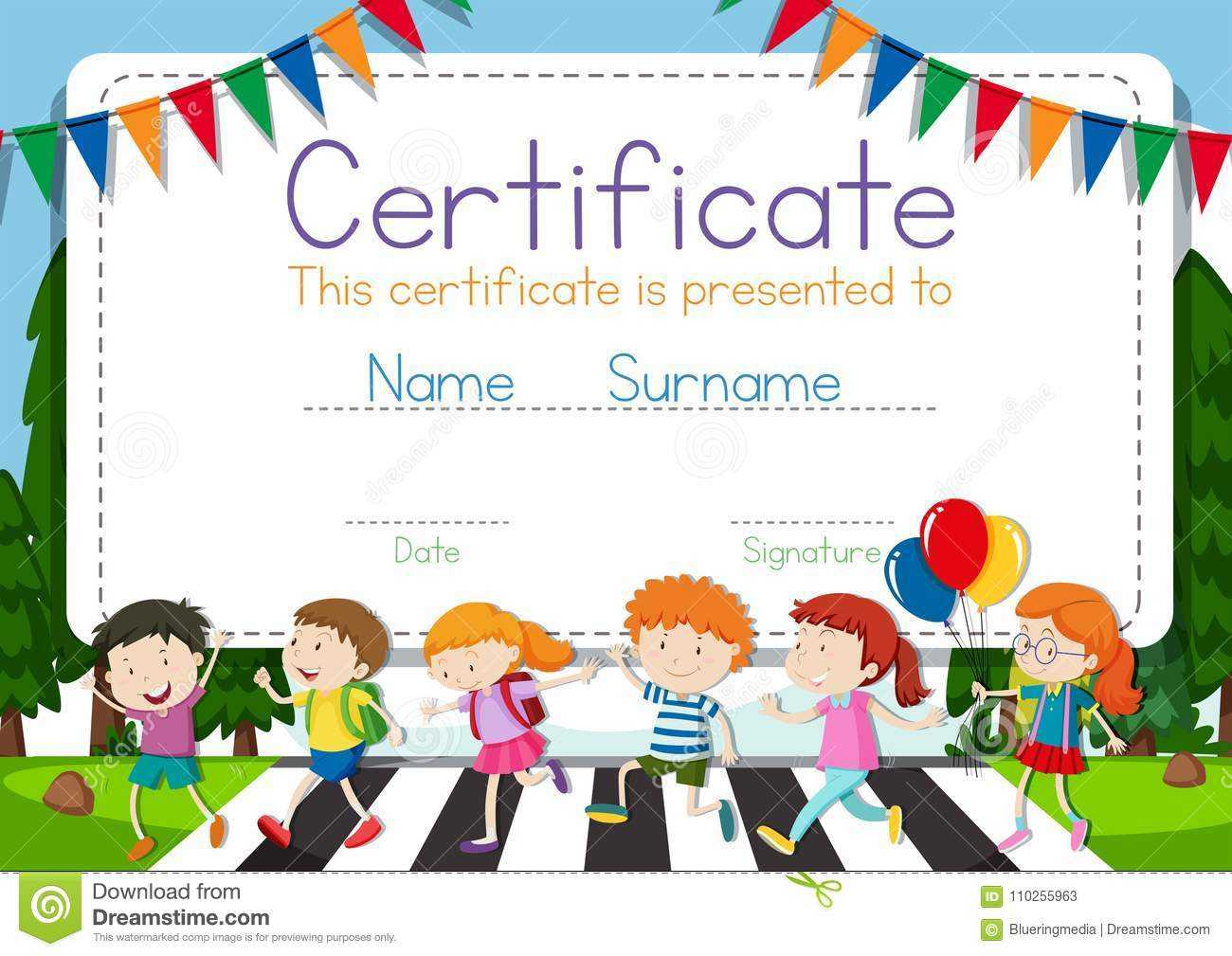 Certificate Template With Children Crossing Road Background Throughout Crossing The Line Certificate Template