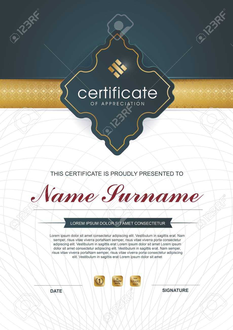 Certificate Template With Clean And Modern Pattern,luxury  Golden,qualification.. Inside Qualification Certificate Template