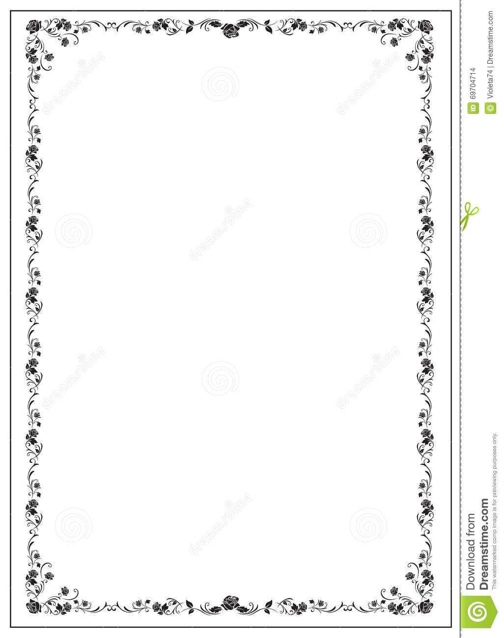 Certificate Template With Floral Rose Elements. Stock Vector For Certificate Border Design Templates