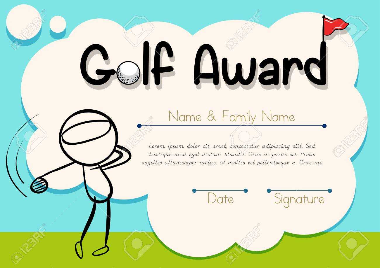 Certificate Template With Golf Player Illustration Pertaining To Golf Certificate Template Free
