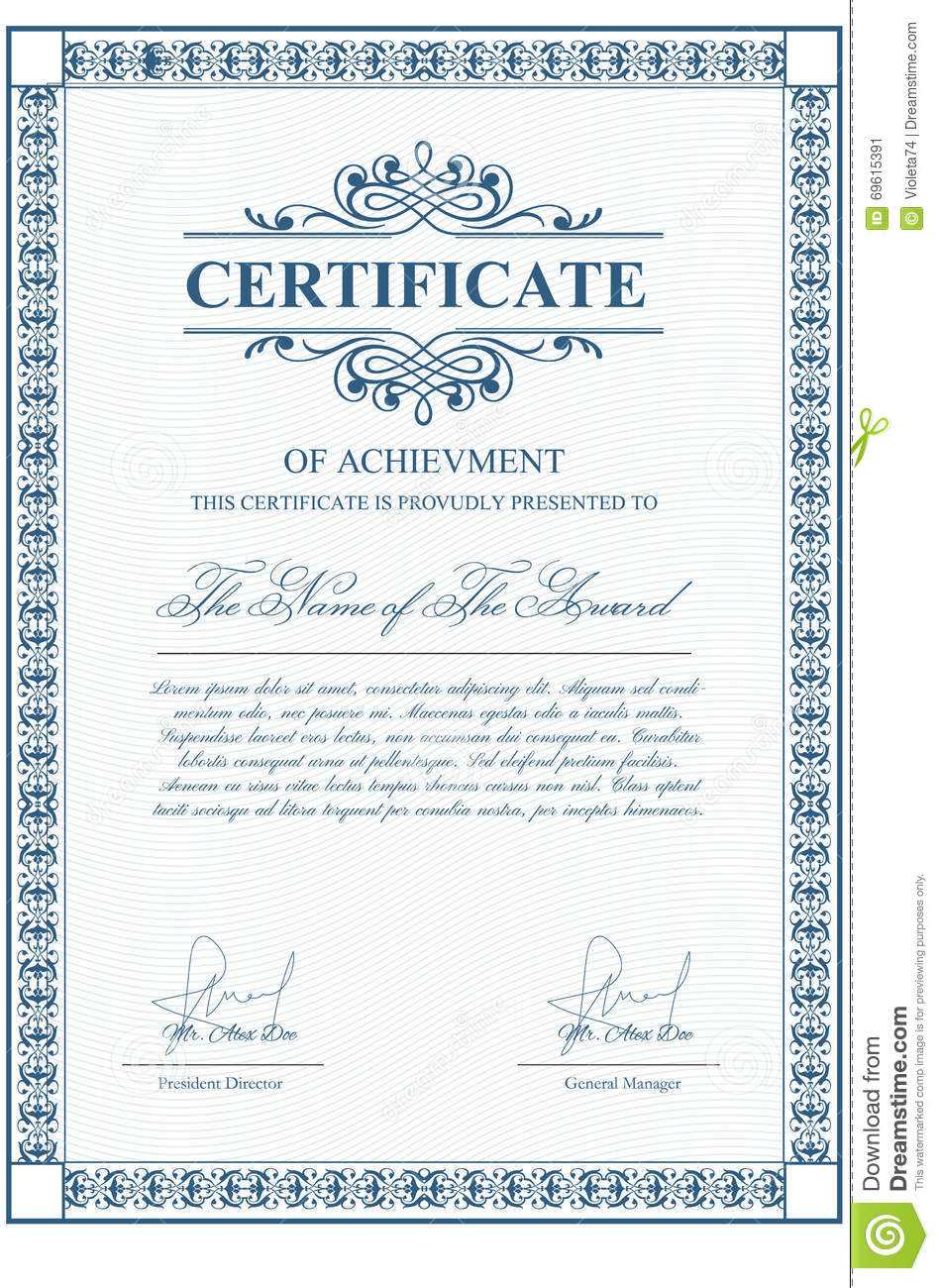 Certificate Template With Guilloche Elements. Stock Vector Within Validation Certificate Template