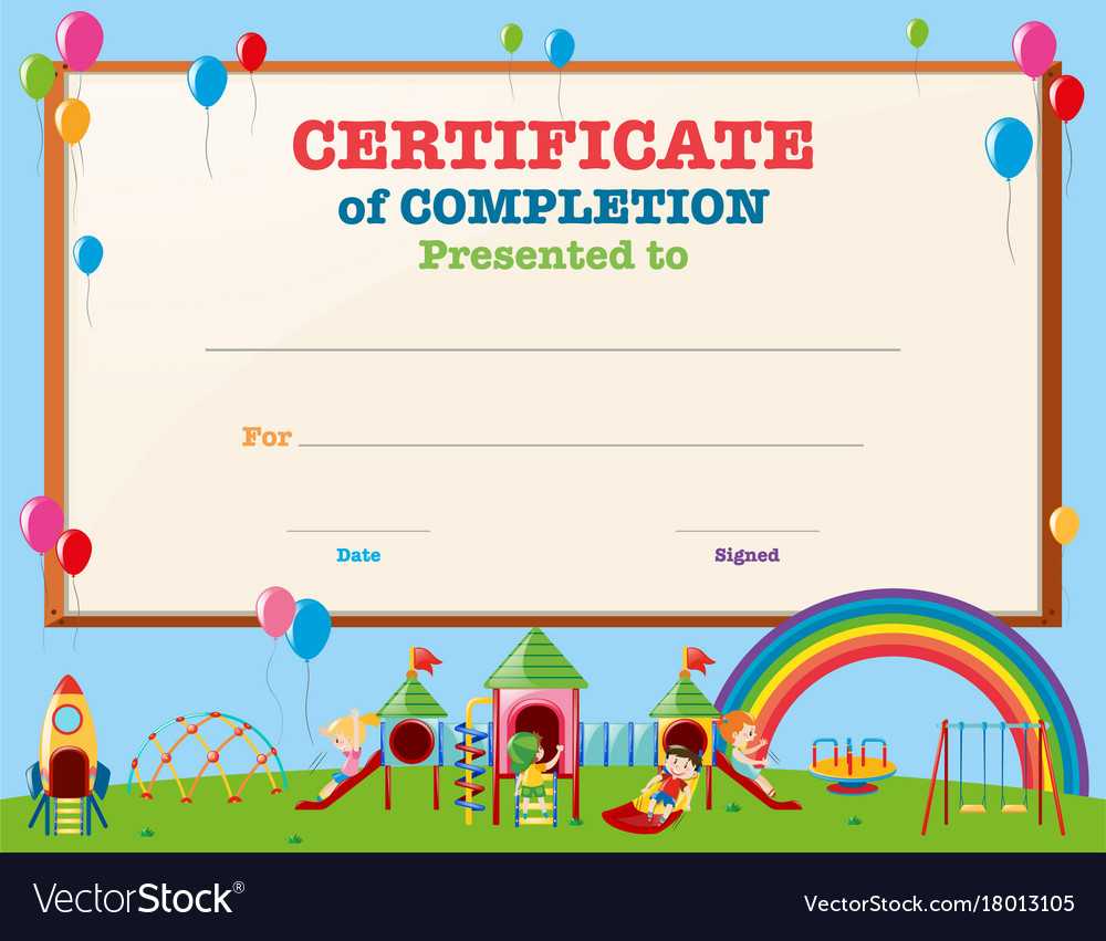 Certificate Template With Kids In Playground Inside Free Kids Certificate Templates