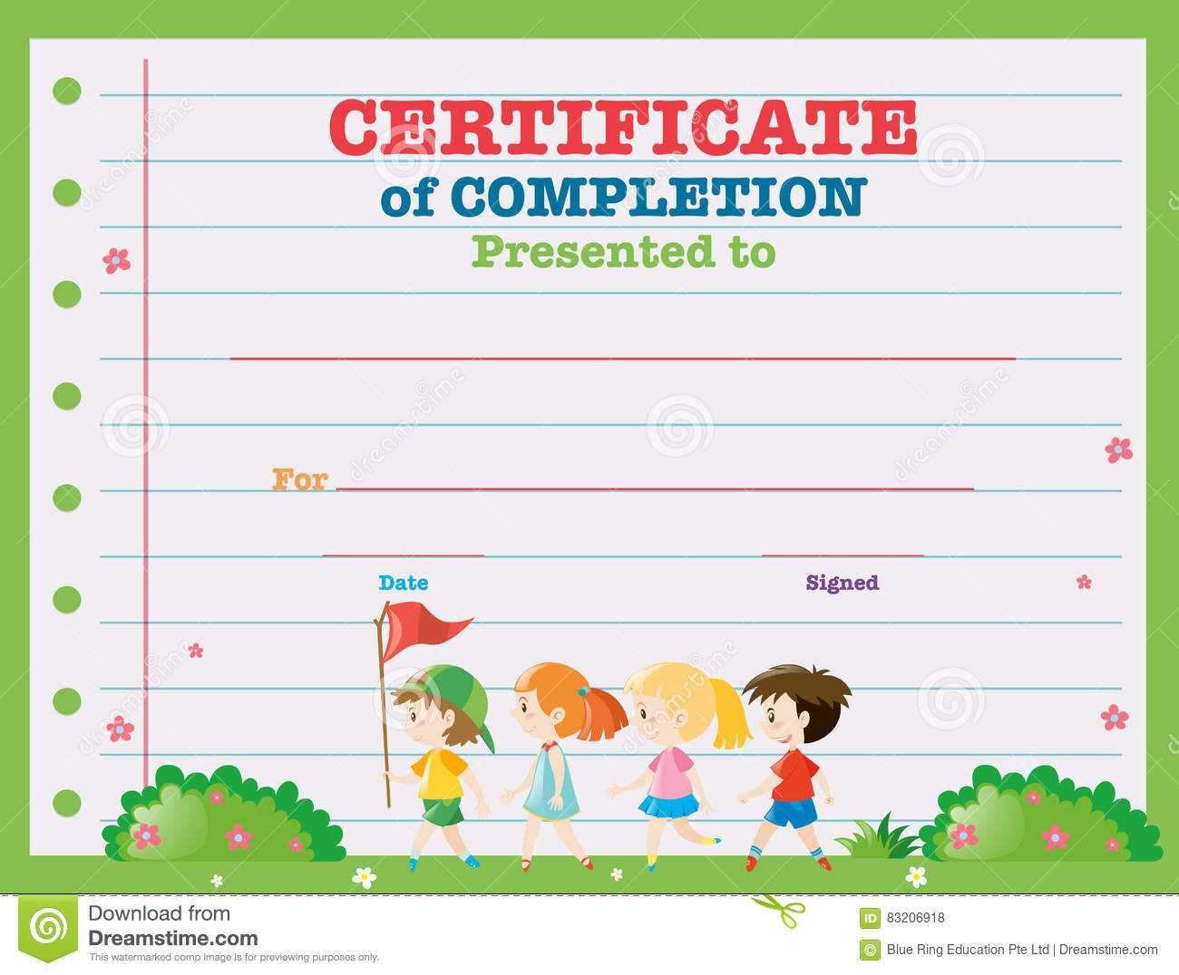 Certificate Template With Kids Walking In The Park Stock Inside Walking Certificate Templates