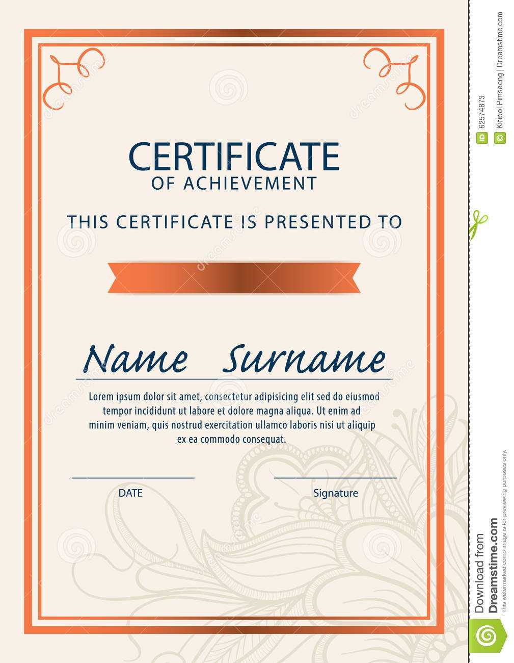 Certificate Template,diploma,a4 Size ,vector Stock Vector Within Certificate Template Size