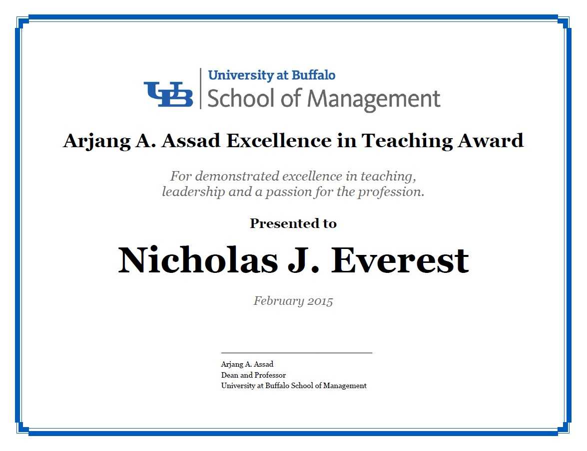 Certificates – School Of Management – University At Buffalo Pertaining To Leadership Award Certificate Template