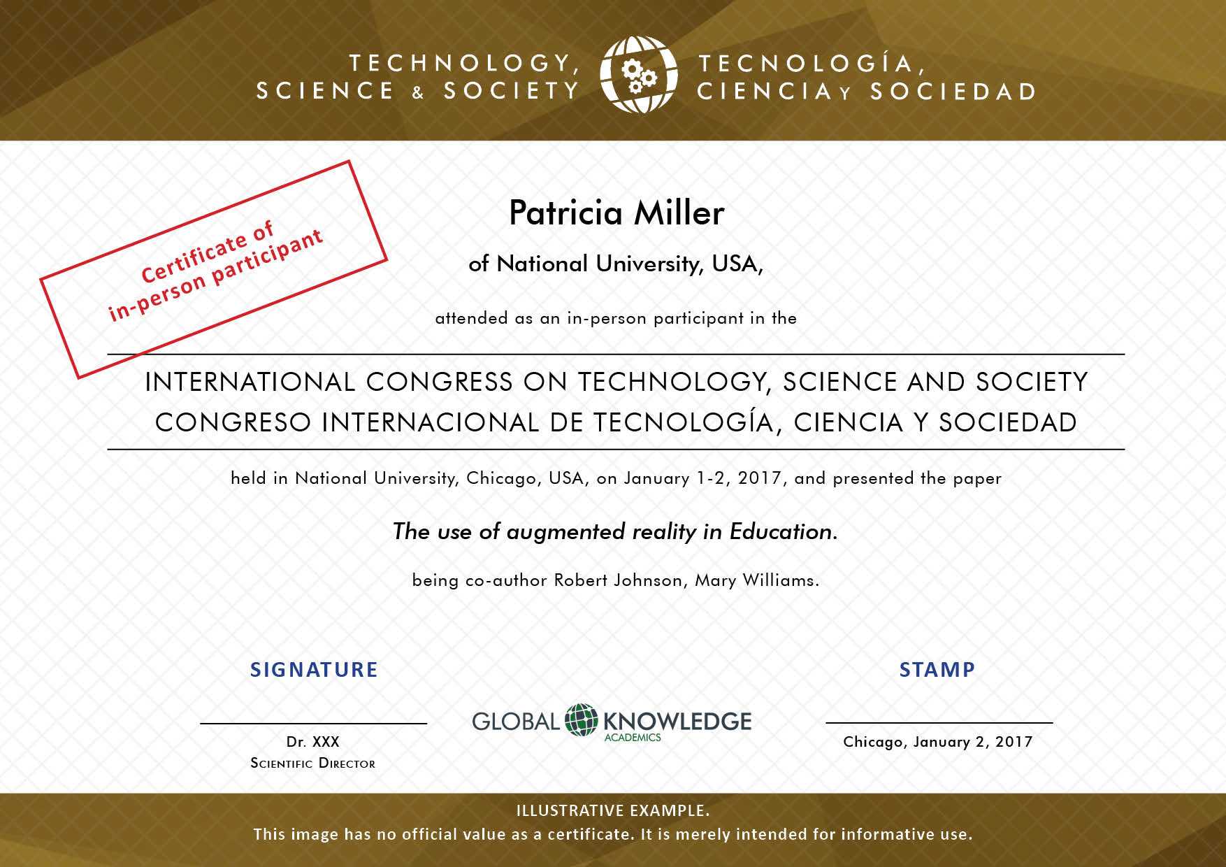 Certificates – Technology, Science And Society Intended For Certificate Of Attendance Conference Template
