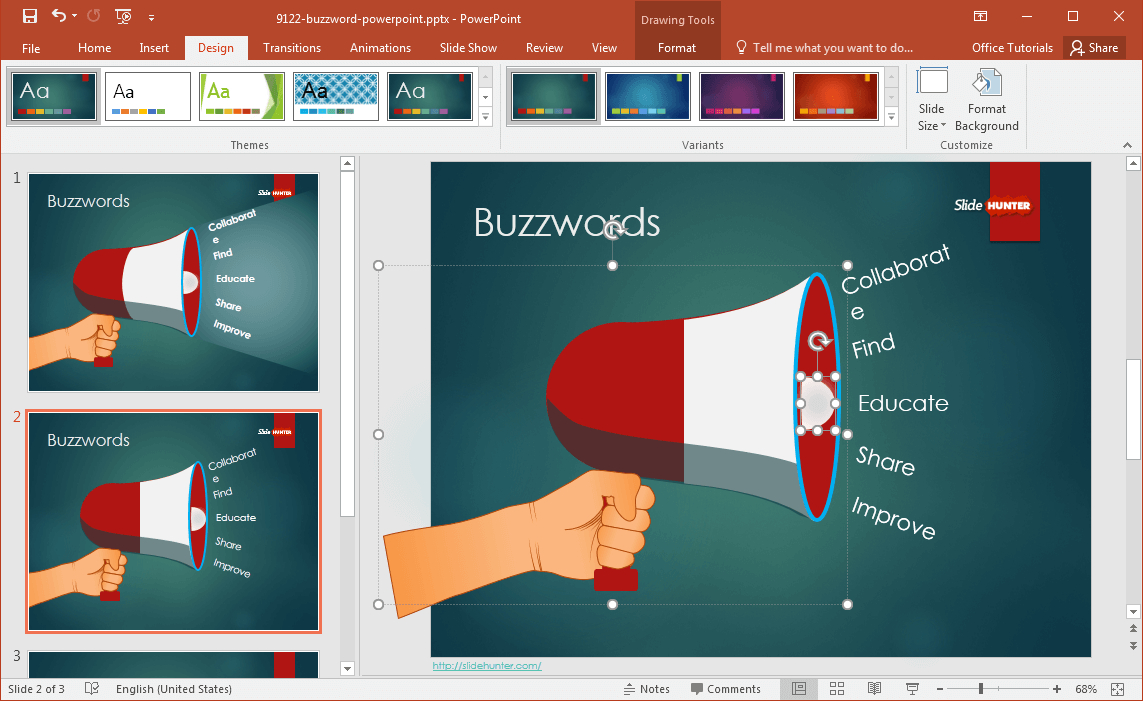 Change Background For Buzzword Powerpoint Template – Fppt Regarding How To Change Powerpoint Template